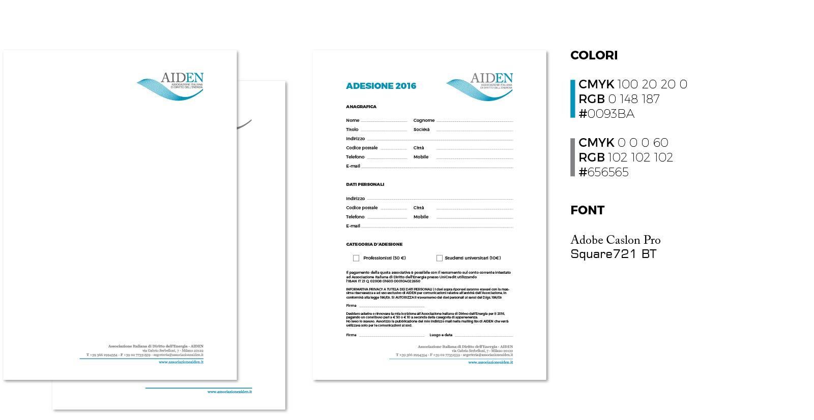 corporate AIDEN, progettazione carta da lettere, moduli, documenti, mvcomunicazione architetti associati, grafica milano