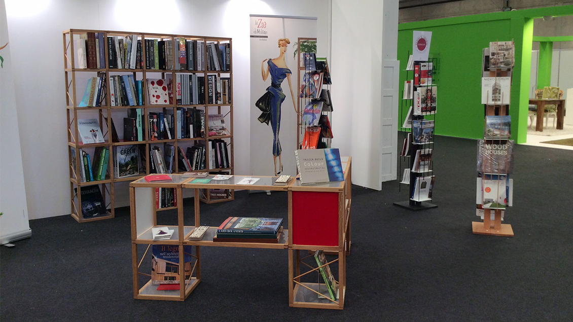 le zie di milano, sistema modulare libreria babele, allestimenti lario fiere, mvcomunicazione