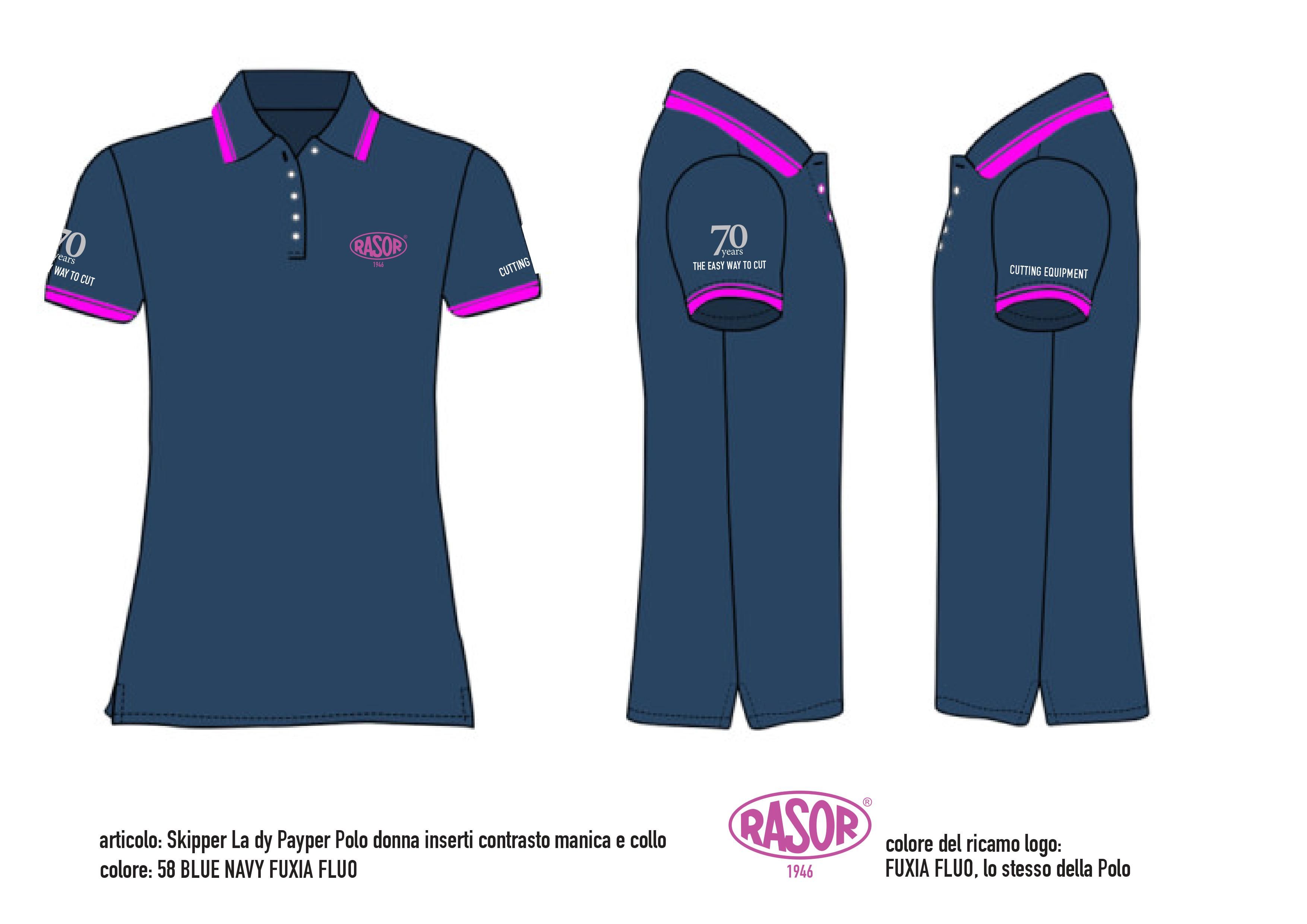 polo femminile da lavoro personalizzata con logo aziendale, rasor, mvcomunicazione