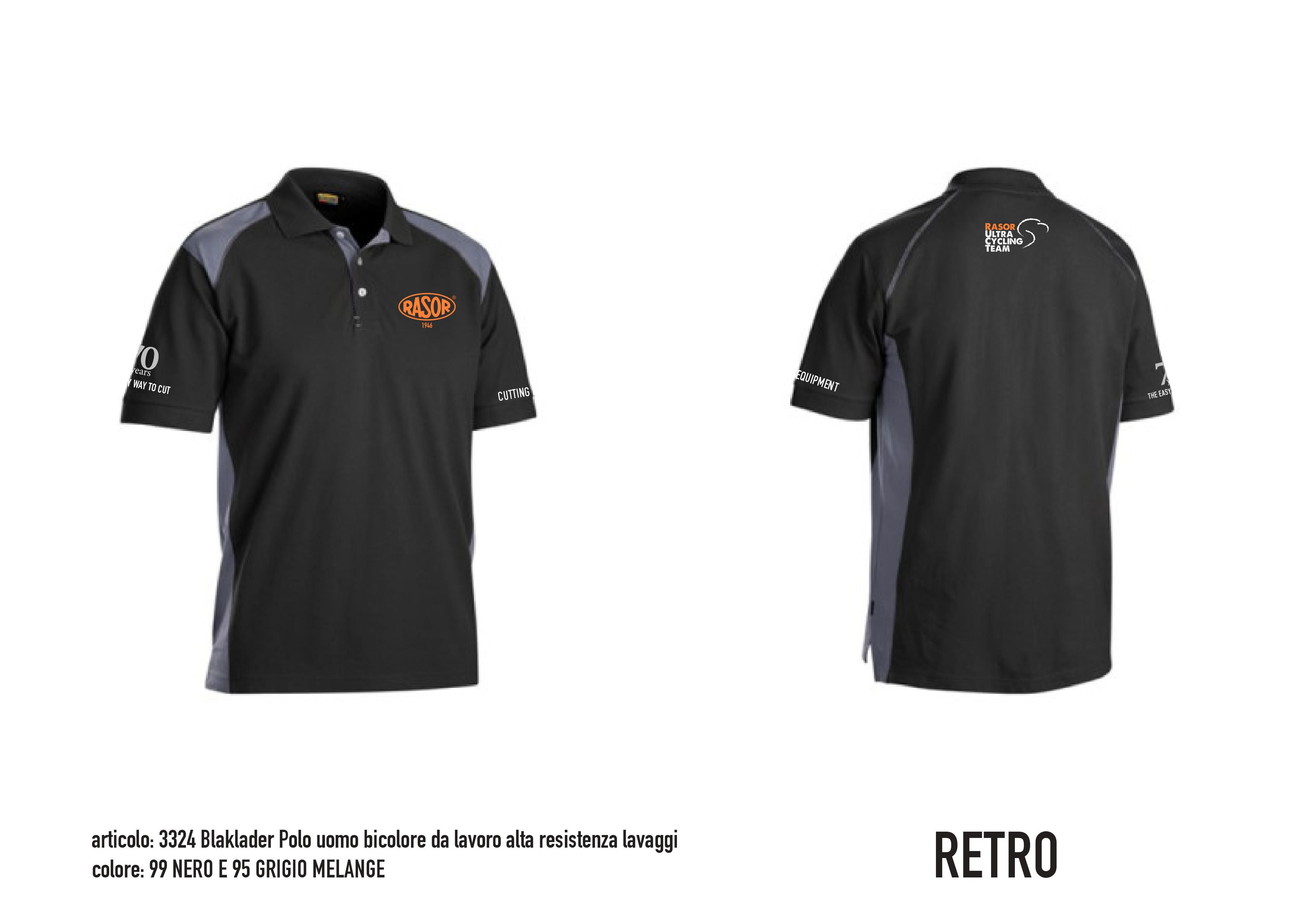 polo maschile da lavoro personalizzata con logo aziendale, rasor, mvcomunicazione